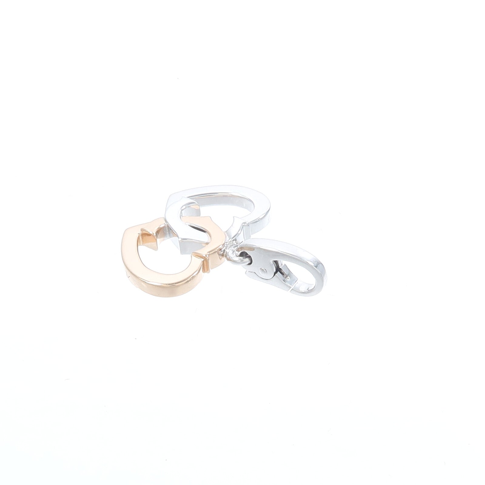 CARTIER 18K白金/玫瑰金Double C吊墜