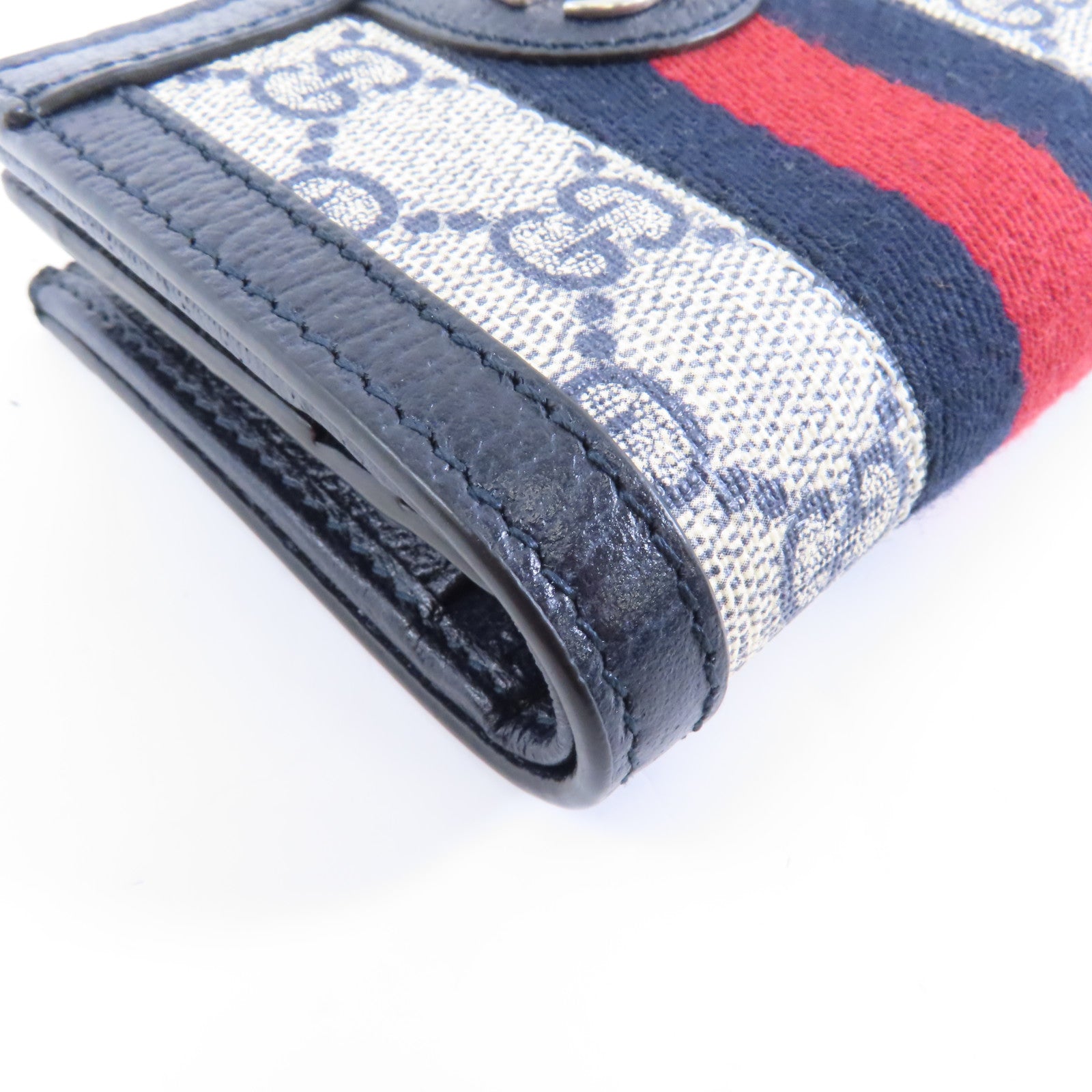 GUCCI 塗層帆布GG Surpreme Wallet銀扣錢包藍色/米色