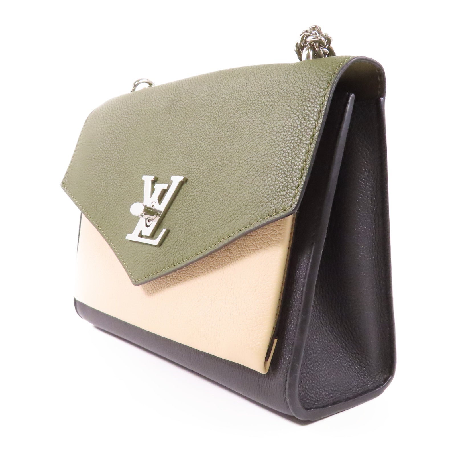 LOUIS VUITTON 牛皮皮革My Lock Me Chain Bag銀扣肩背袋
