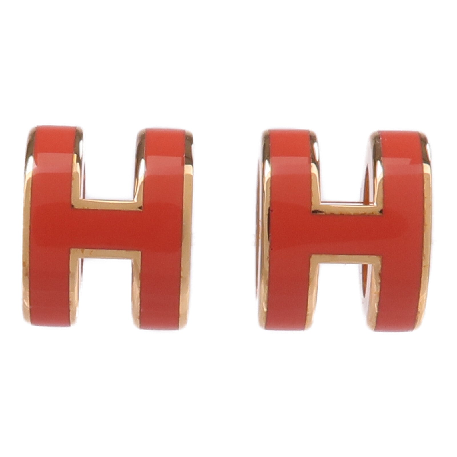 HERMES 金屬/琺瑯Mini Pop H金扣耳環