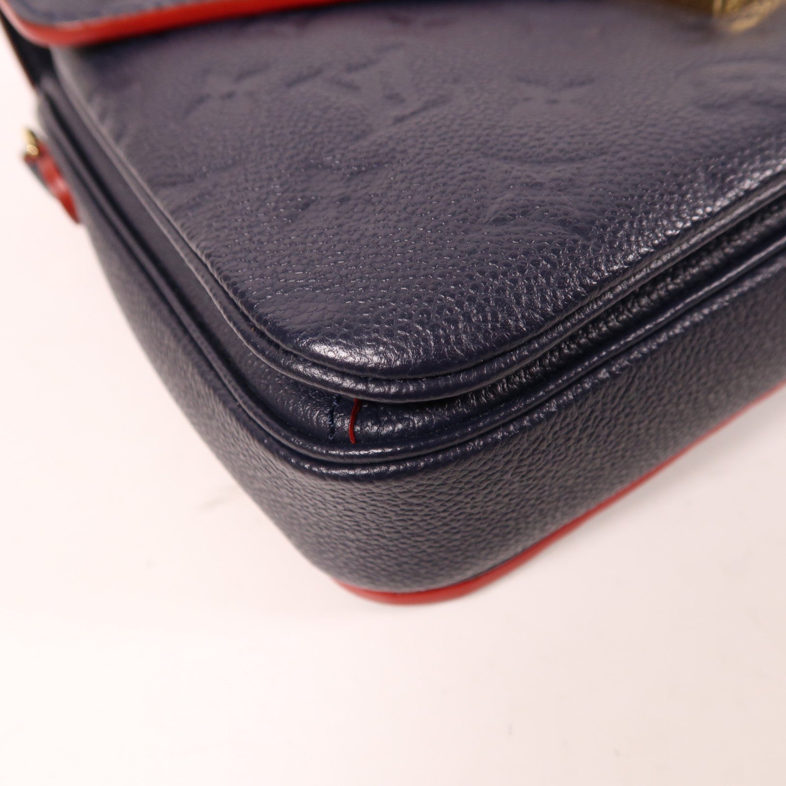 LOUIS VUITTON Monogram Empreinte Pochette Metis金扣手挽肩背兩用袋深藍色