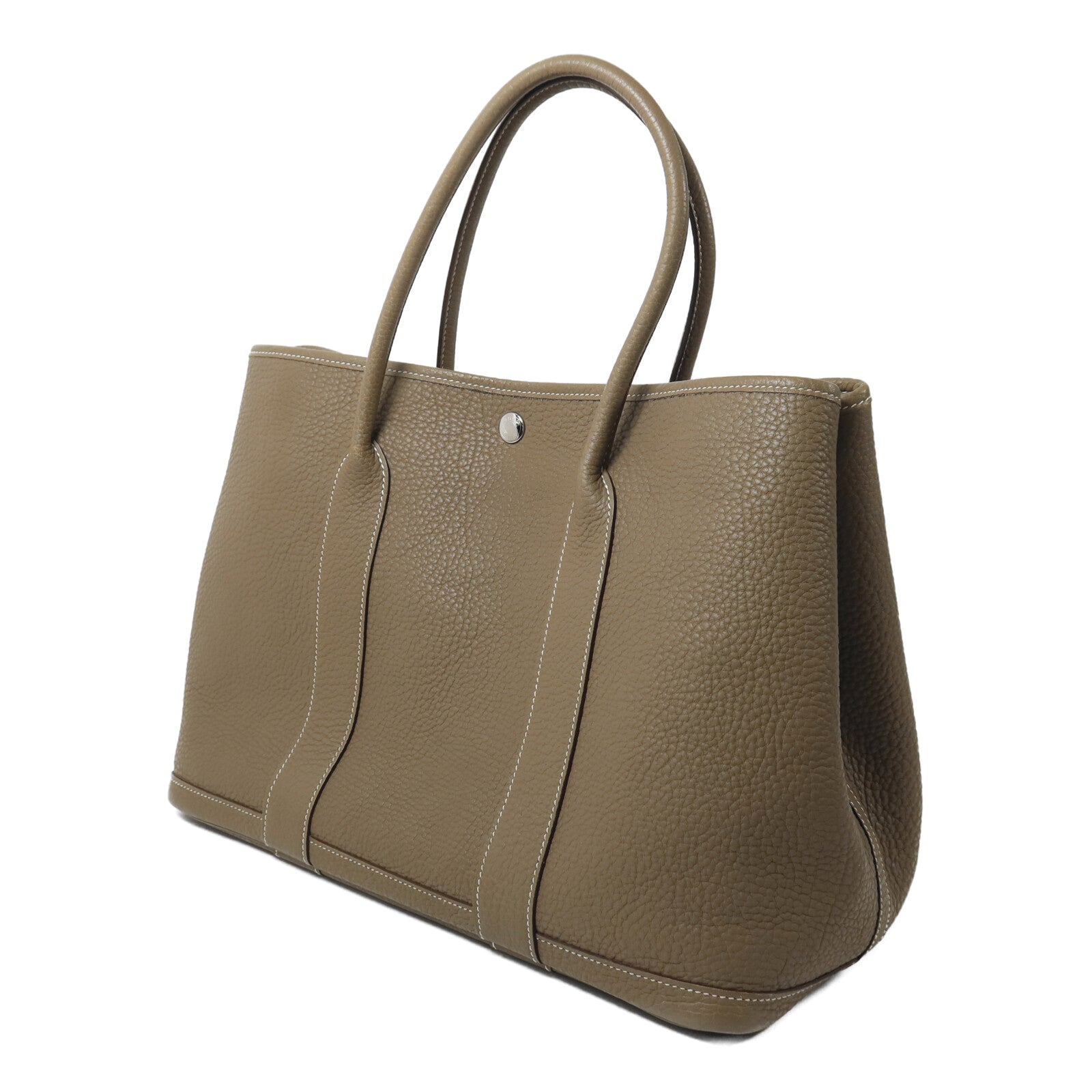HERMES Clemence皮革Garden Party PM手挽袋Etoupe