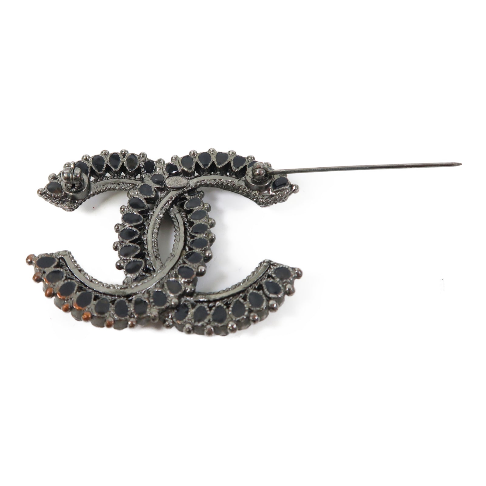 CHANEL 金屬CC Logo Brooch胸針黑色