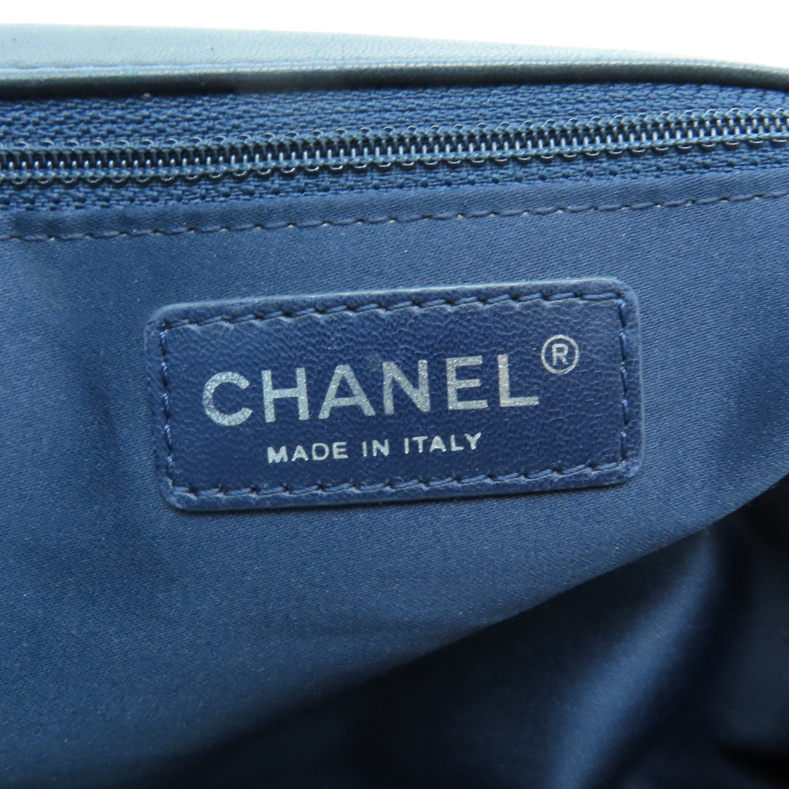 CHANEL **【清倉大減價】菱格皮革Shoulder Bag銀扣肩背袋藍色