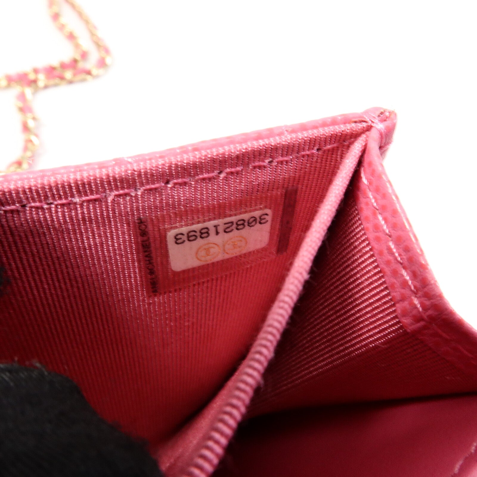 CHANEL 牛皮皮革Quiled Flap Card Holder On Chain鏈帶肩背袋