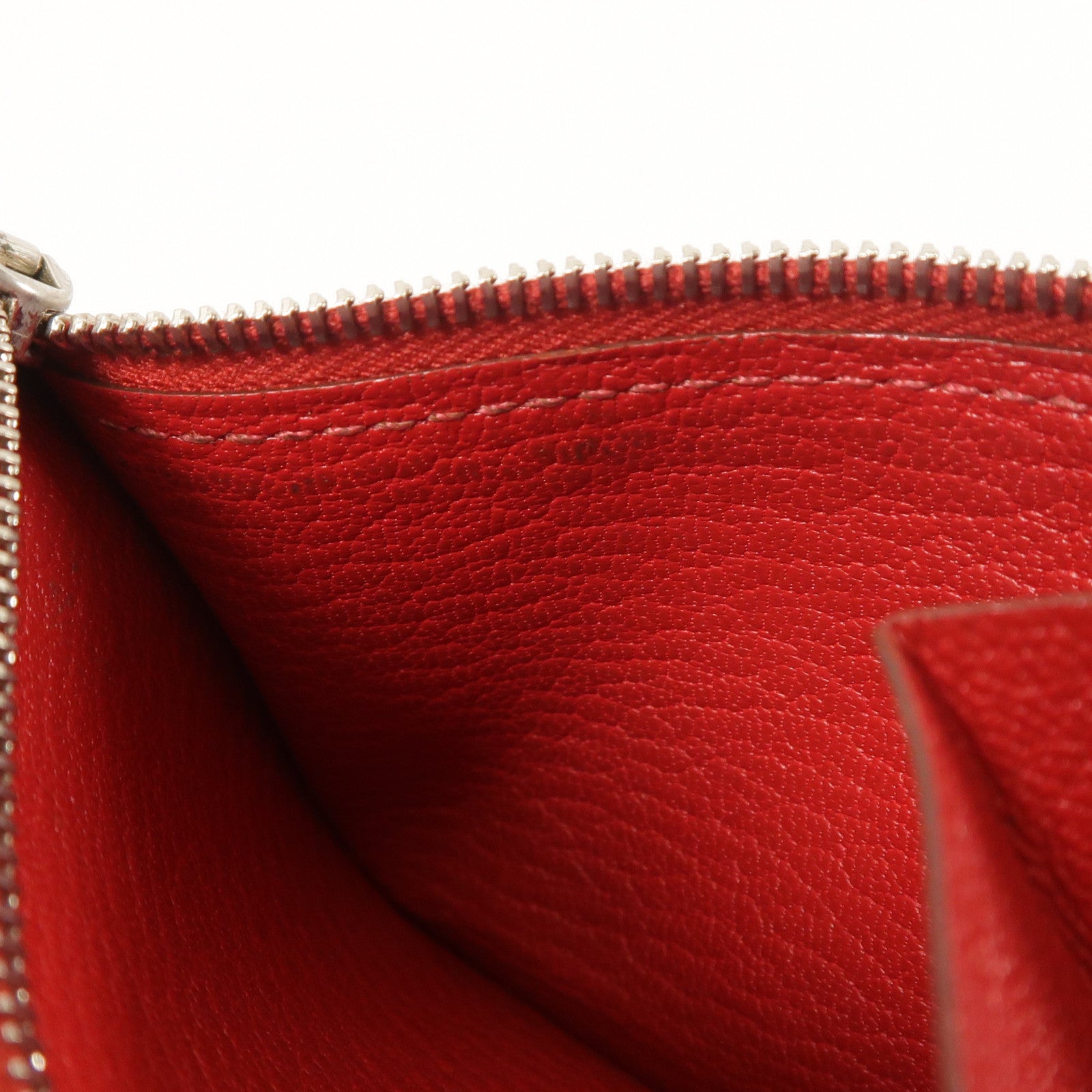 HERMES Chevre皮革Bearn Compact Wallet錢包Rose Lipstick/Rouge Casaque