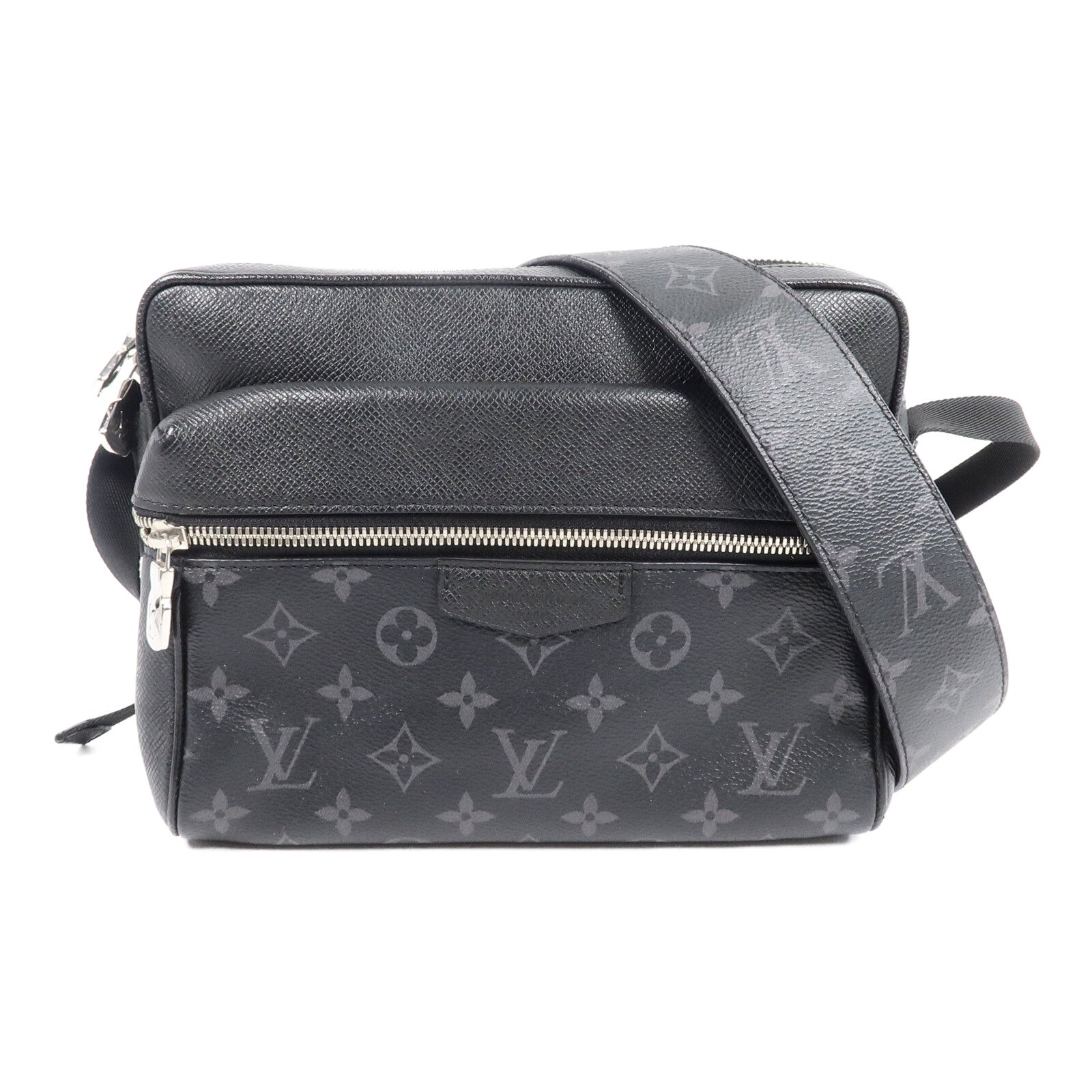 LOUIS VUITTON Monogram Eclipse/Taiga Outdoor Messenger銀扣肩背袋