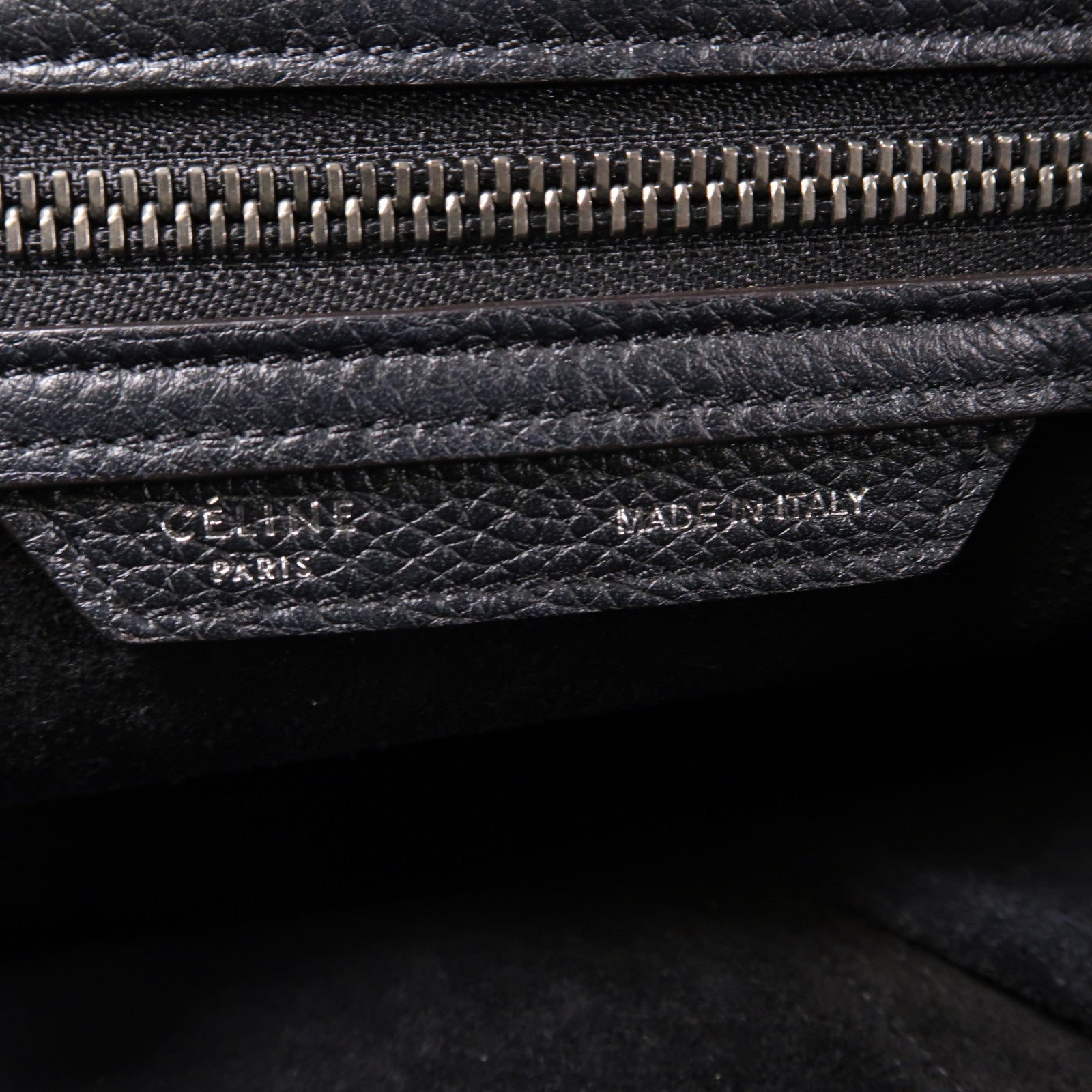CELINE 牛皮皮革Luggage銀扣肩背袋黑色