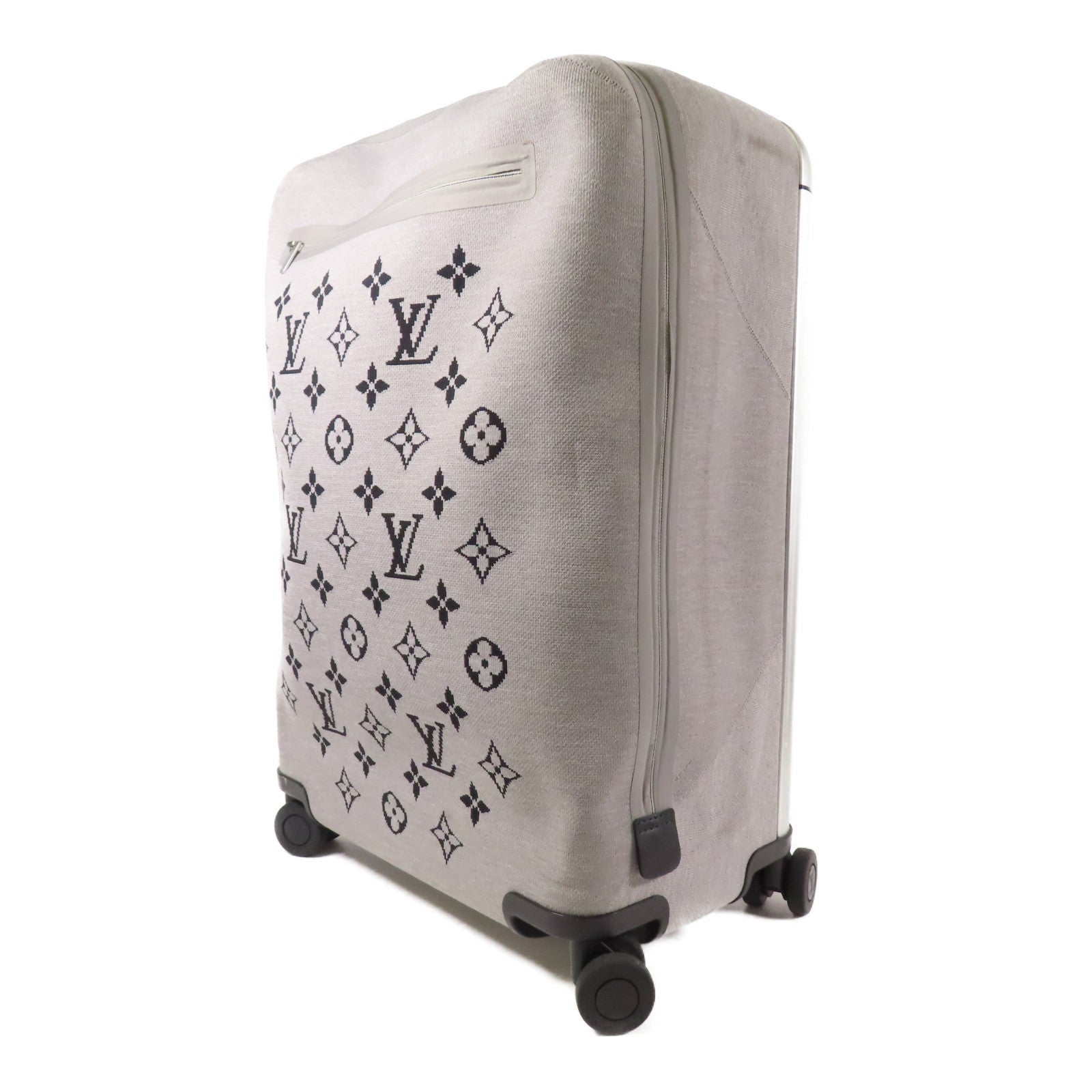 LOUIS VUITTON 針織布料/金屬Soft Horizon 55銀扣行李箱