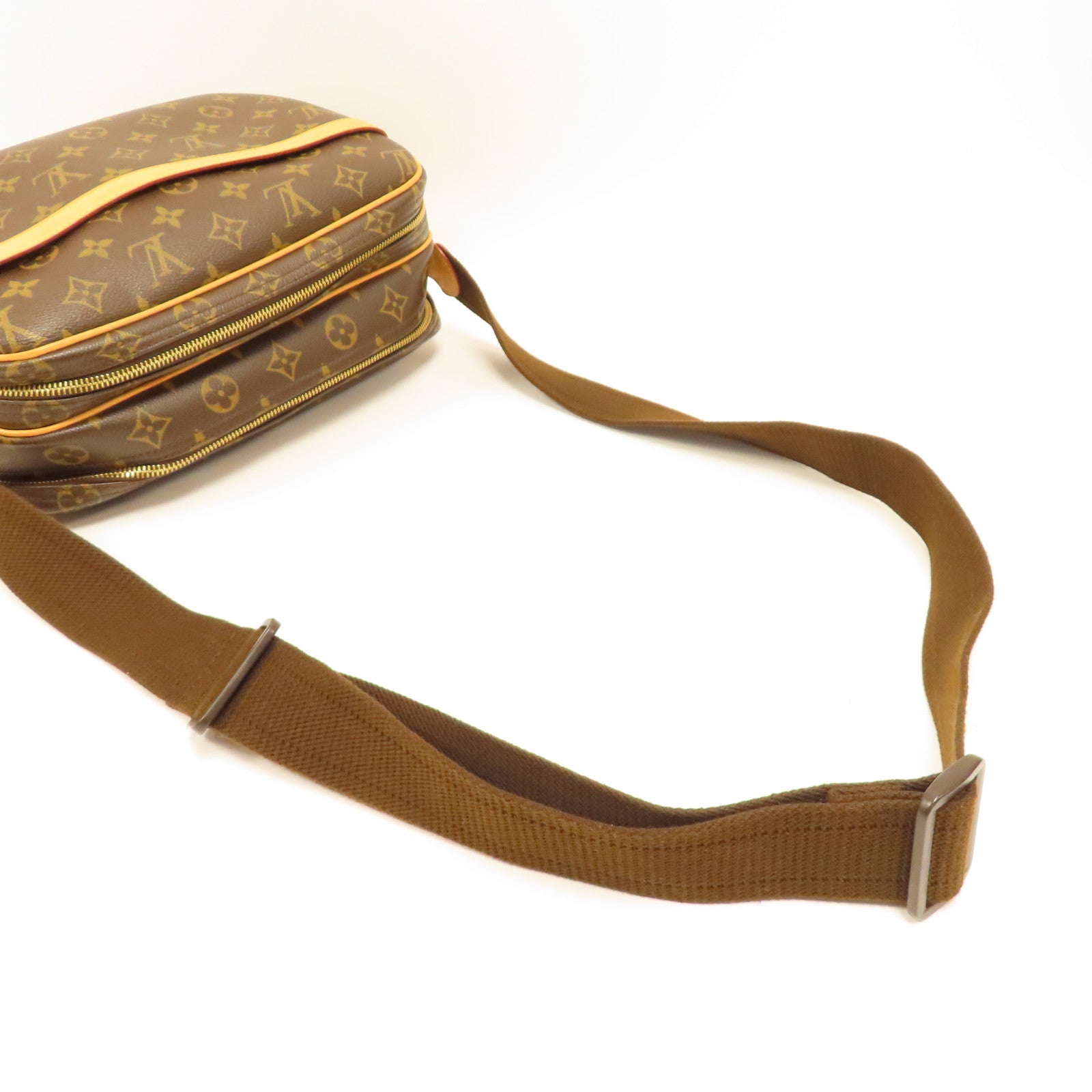 LOUIS VUITTON Monogram Reporter PM金扣肩背袋啡色