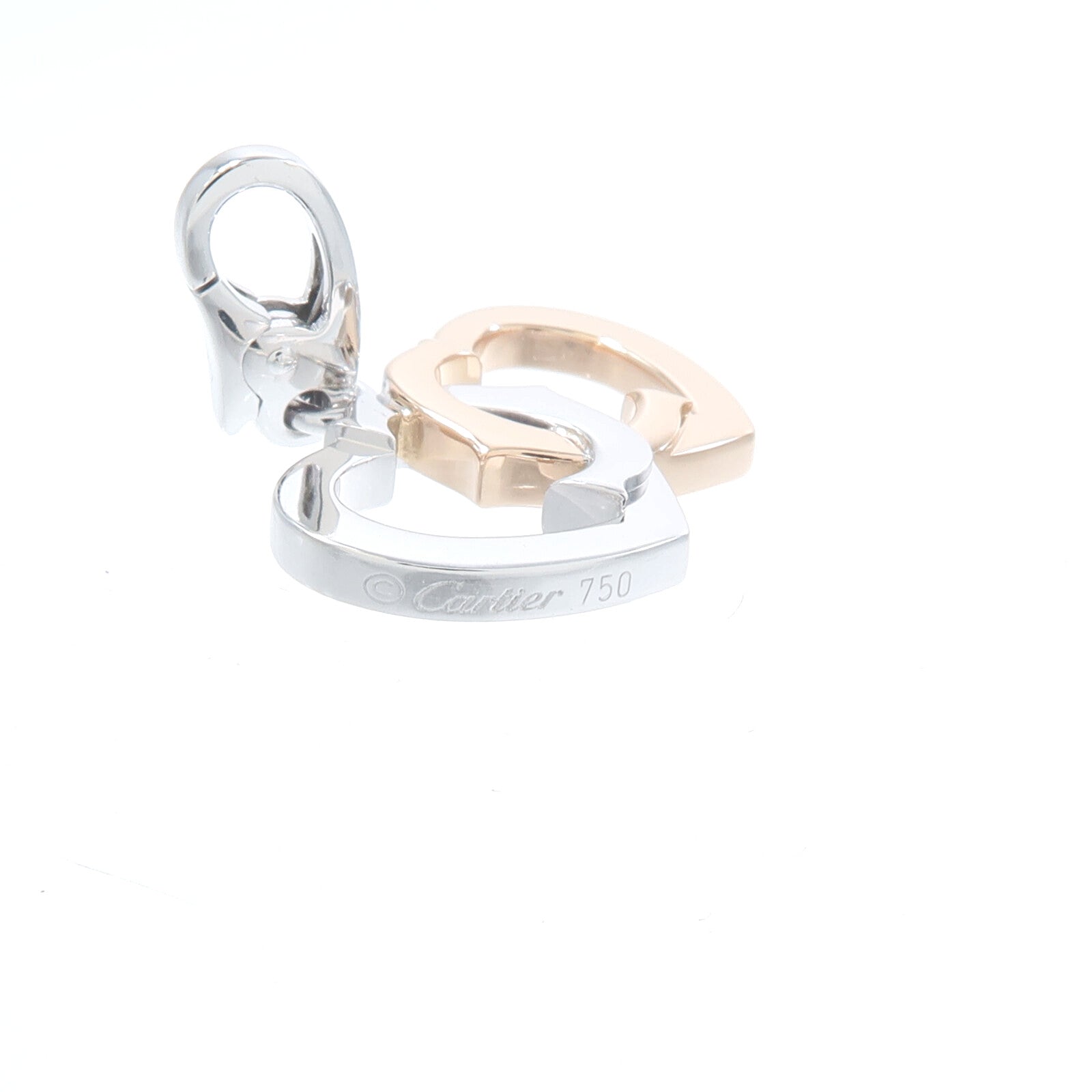 CARTIER 18K白金/玫瑰金Double C吊墜