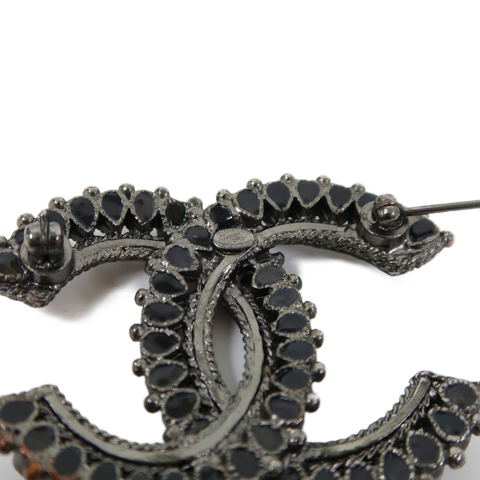 CHANEL 金屬CC Logo Brooch胸針黑色