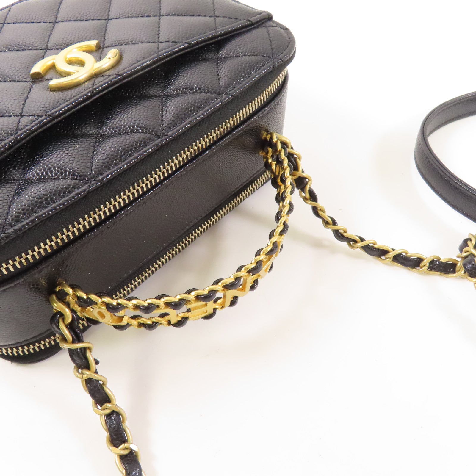 CHANEL 牛皮皮革2 Way Shoulder金扣手挽肩背兩用袋