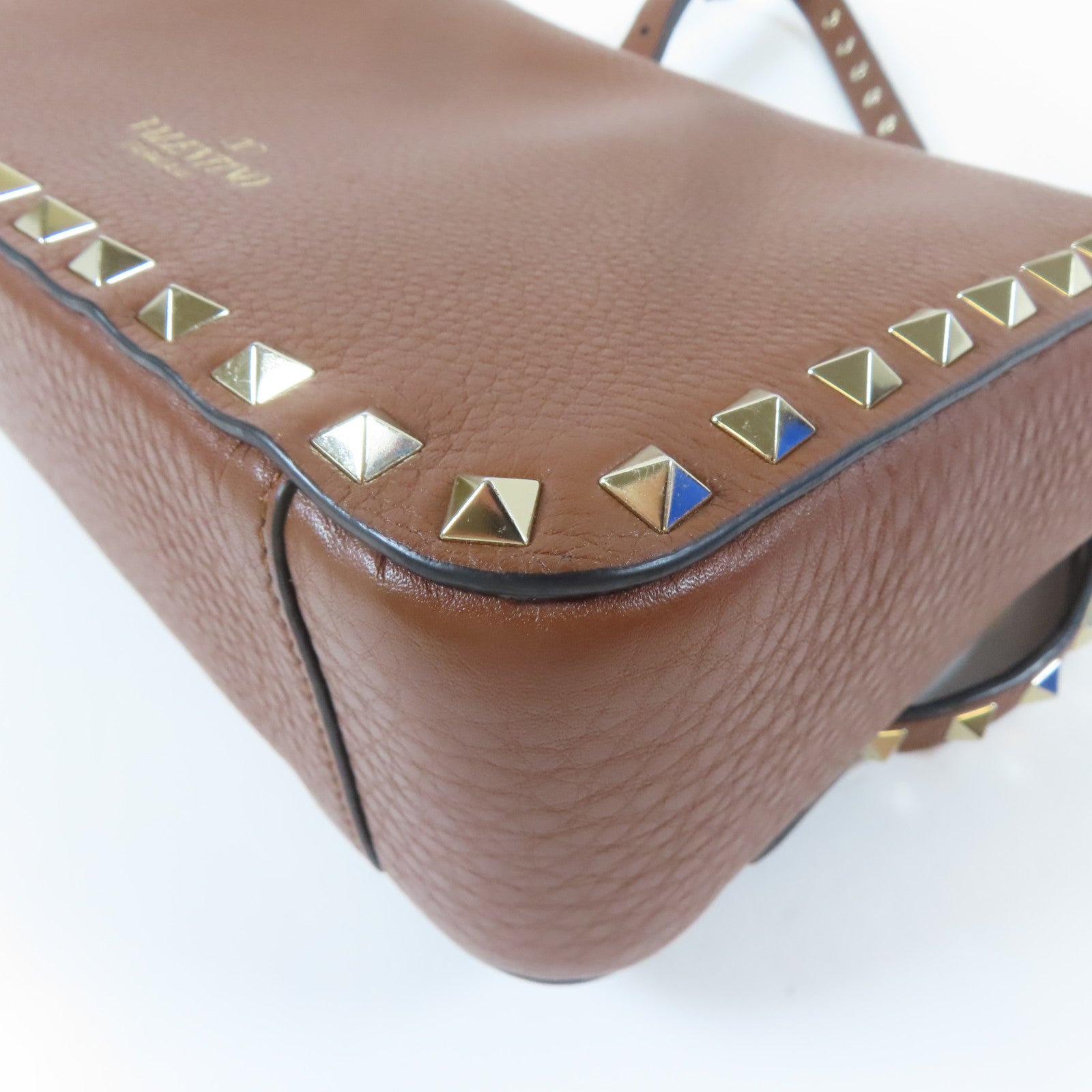 Valentino 牛皮皮革Shoulder Bag金扣肩背袋啡色