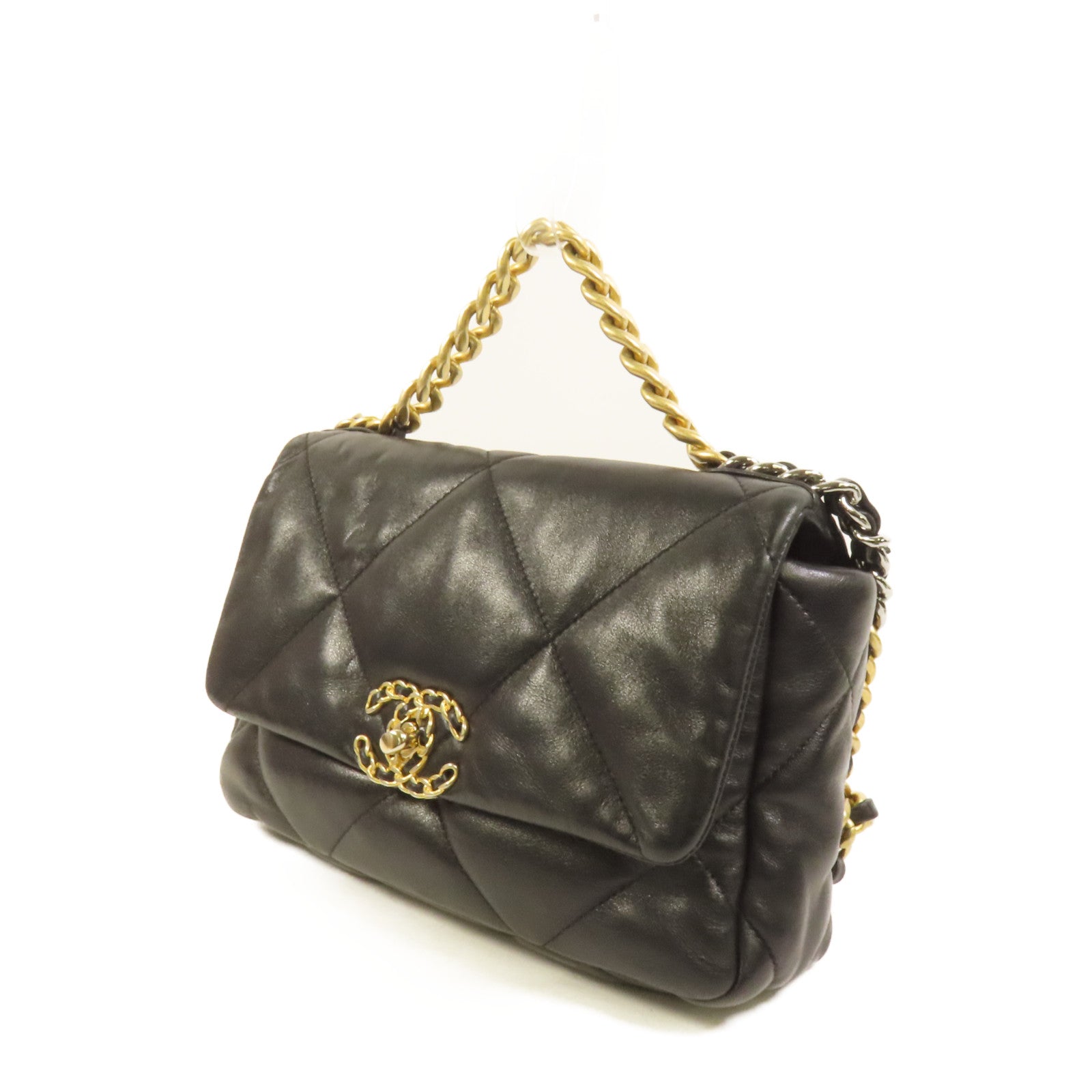 CHANEL 羊皮皮革Chanel 19 Small金扣鏈帶肩背袋