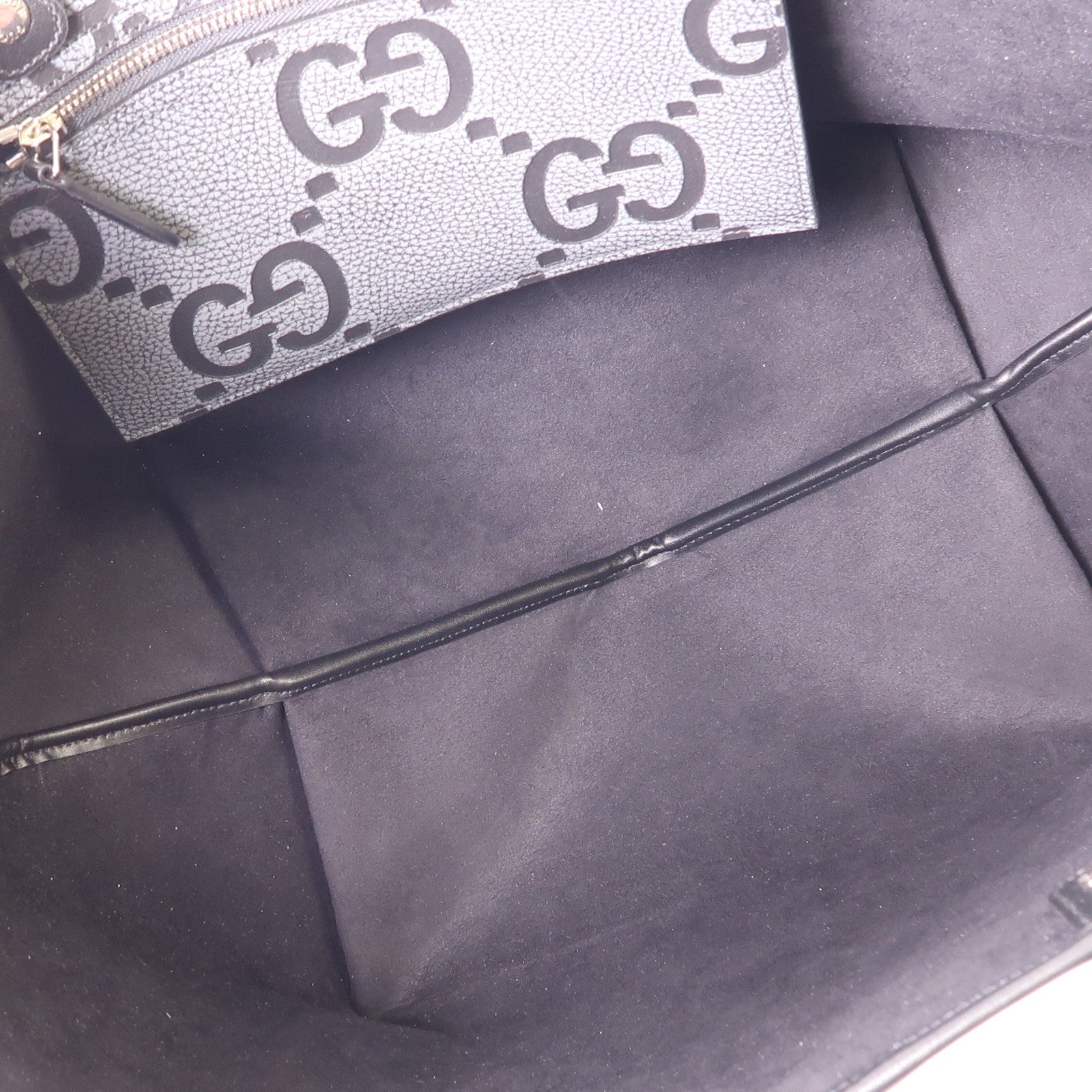 GUCCI Leather GG Tote Bag Shoulder Tote 818771 Leather Gray