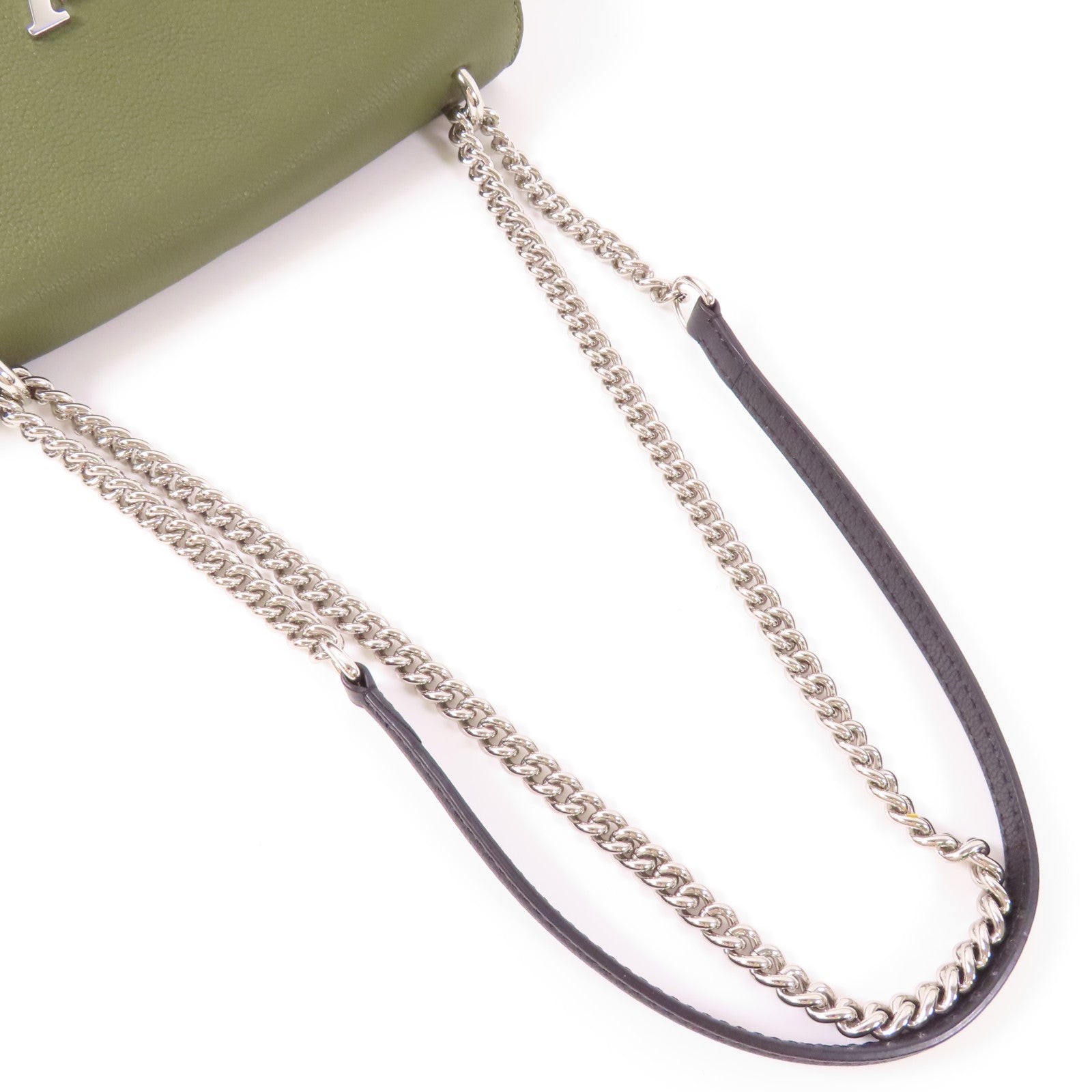 LOUIS VUITTON 牛皮皮革My Lock Me Chain Bag銀扣肩背袋