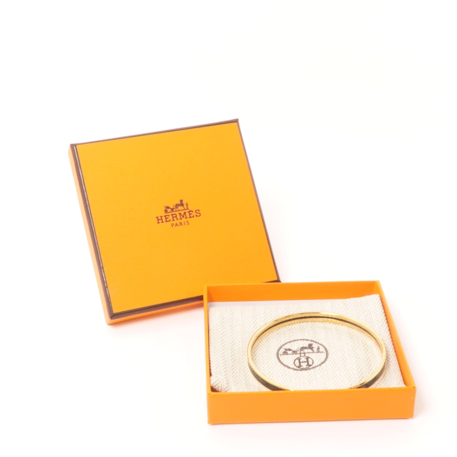 HERMES 金屬Bangle手鐲黑色/金色