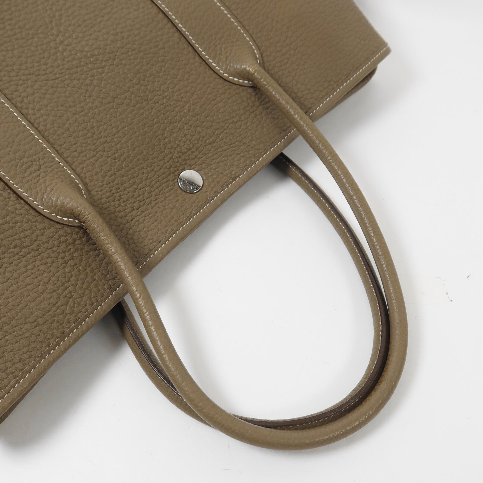 HERMES Clemence皮革Garden Party PM手挽袋Etoupe