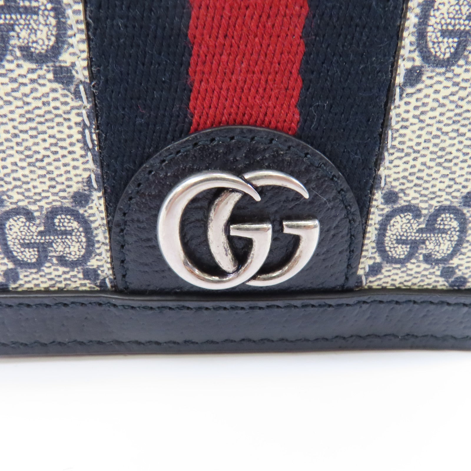 GUCCI 塗層帆布GG Surpreme Wallet銀扣錢包藍色/米色