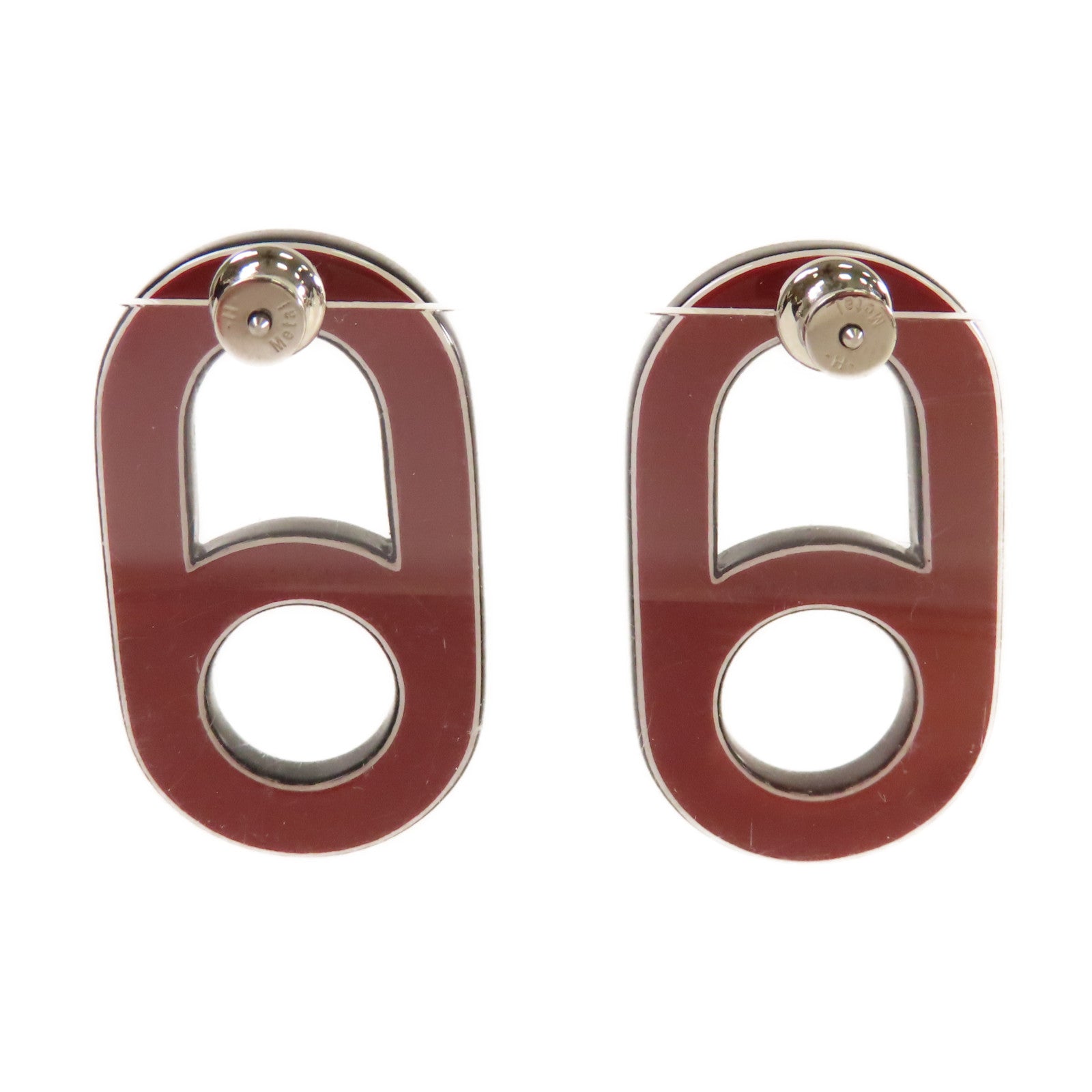 HERMES 水牛角Variation Earrings Small Model銀扣耳環紅色/藍色/黑色