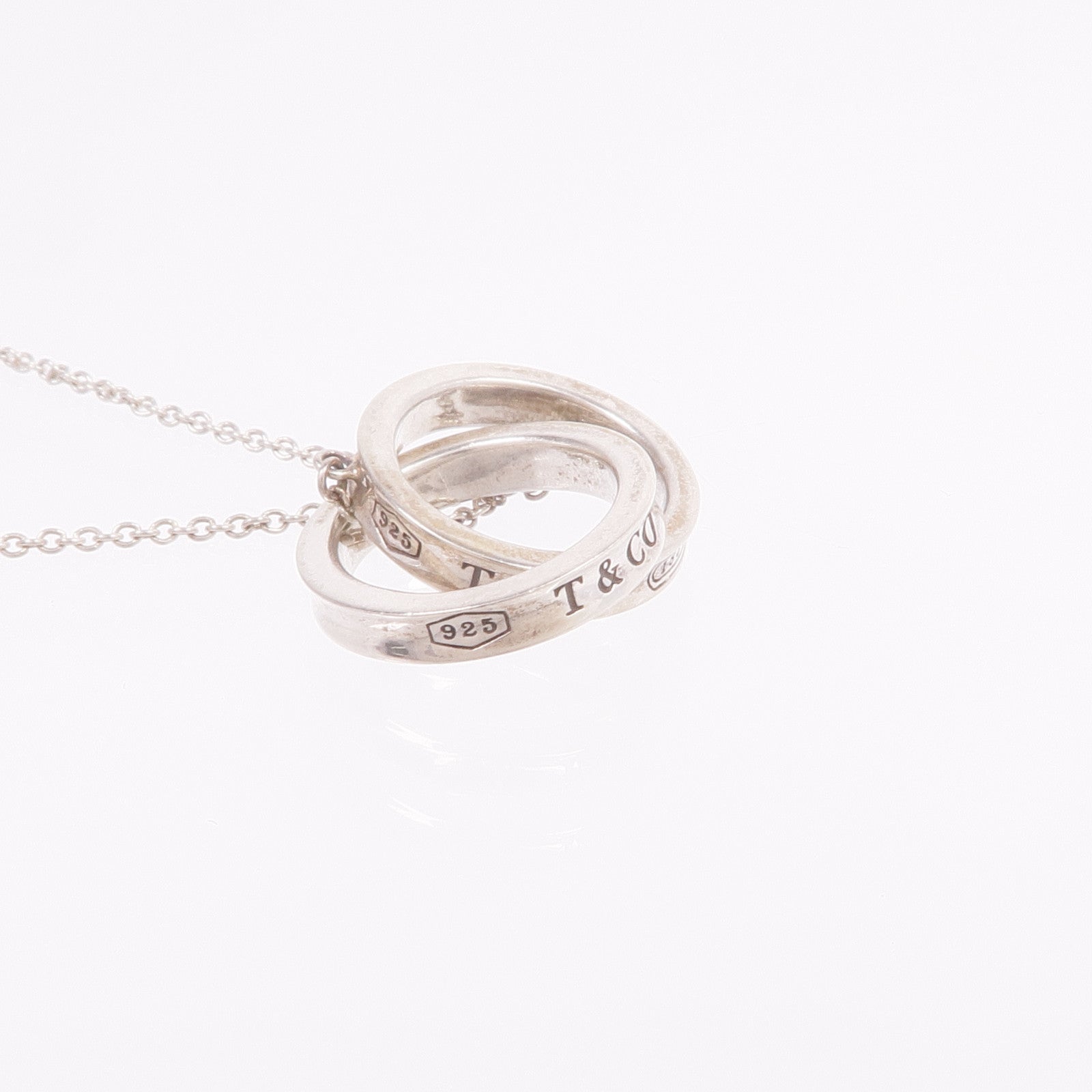 TIFFANY＆CO 925純銀Interlock Circle Pendant Necklace項鍊