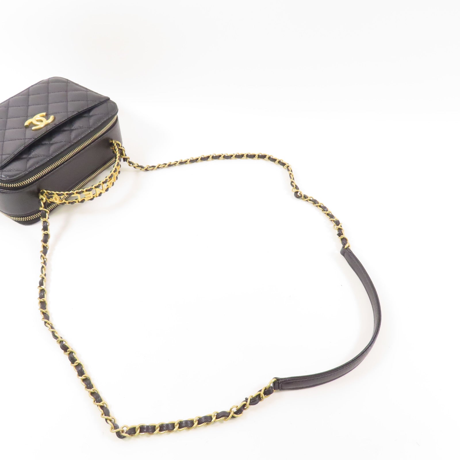 CHANEL 牛皮皮革2 Way Shoulder金扣手挽肩背兩用袋