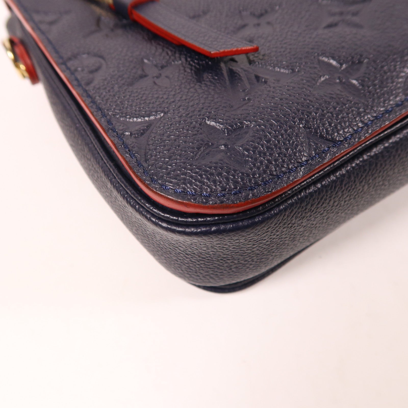 LOUIS VUITTON Monogram Empreinte Pochette Metis金扣手挽肩背兩用袋深藍色