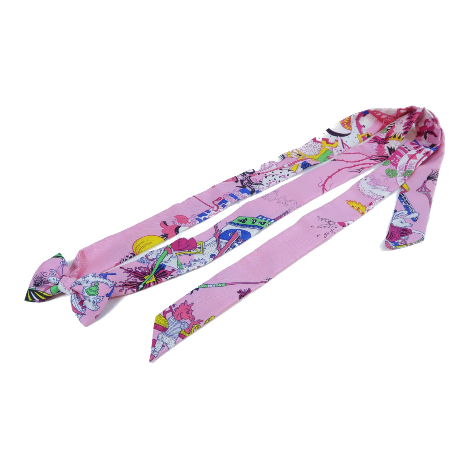 HERMES 【激減優惠】絲質Mini Ribbow Bow領帶粉紅色