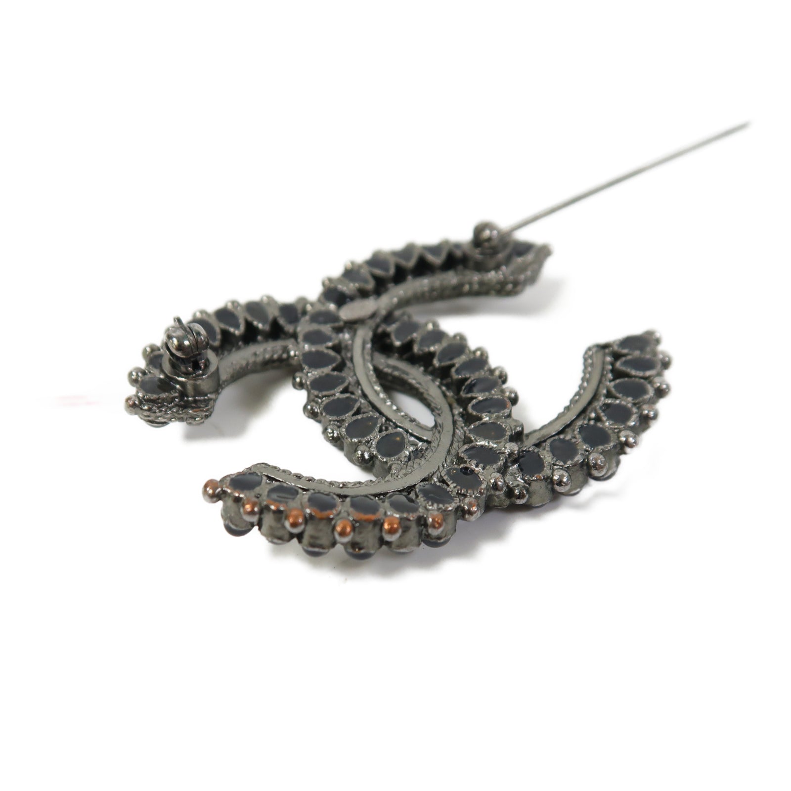 CHANEL 金屬CC Logo Brooch胸針黑色