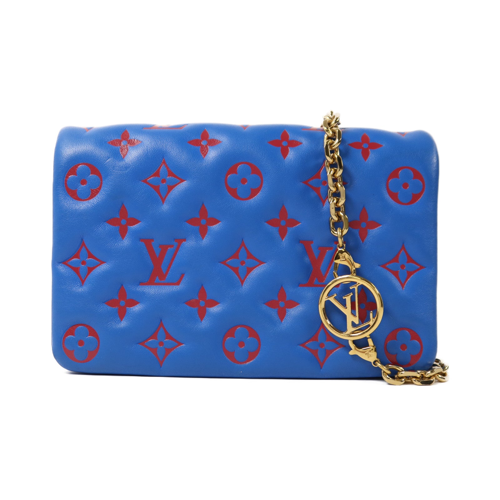 LOUIS VUITTON Monogram Embossed Pochette Coussin金扣鏈帶肩背袋