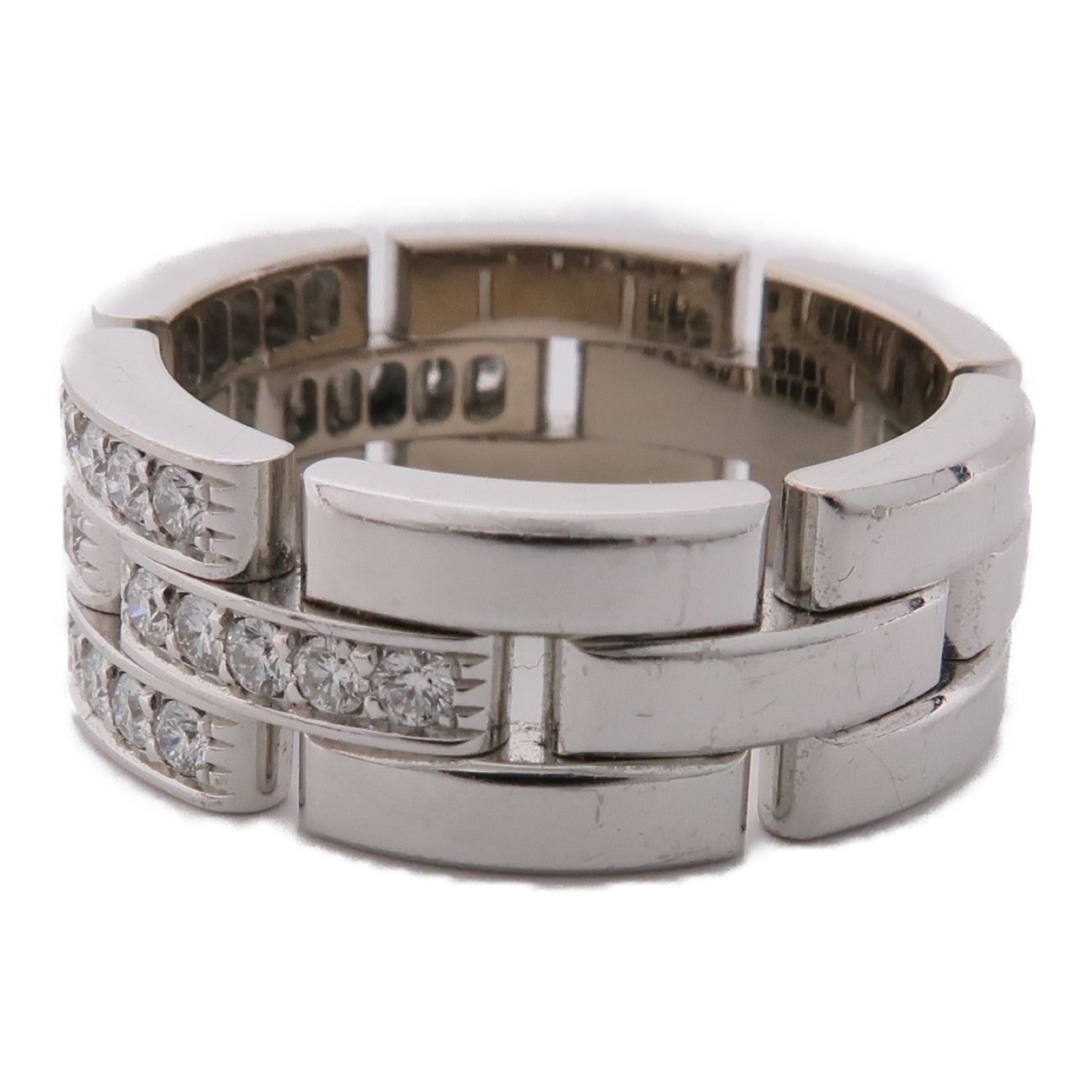CARTIER 18K白金Maillon Panthere Ring鑽石戒指US#7.25