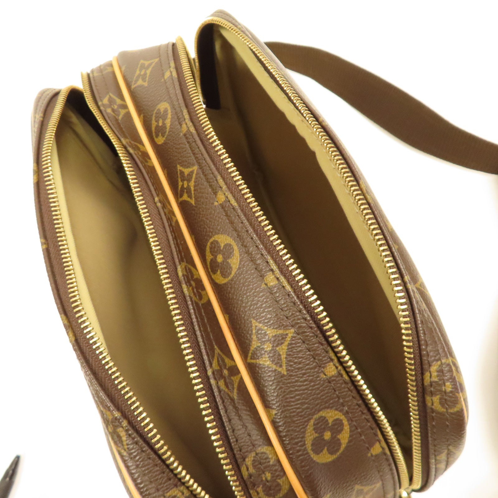 LOUIS VUITTON Monogram Reporter PM金扣肩背袋啡色