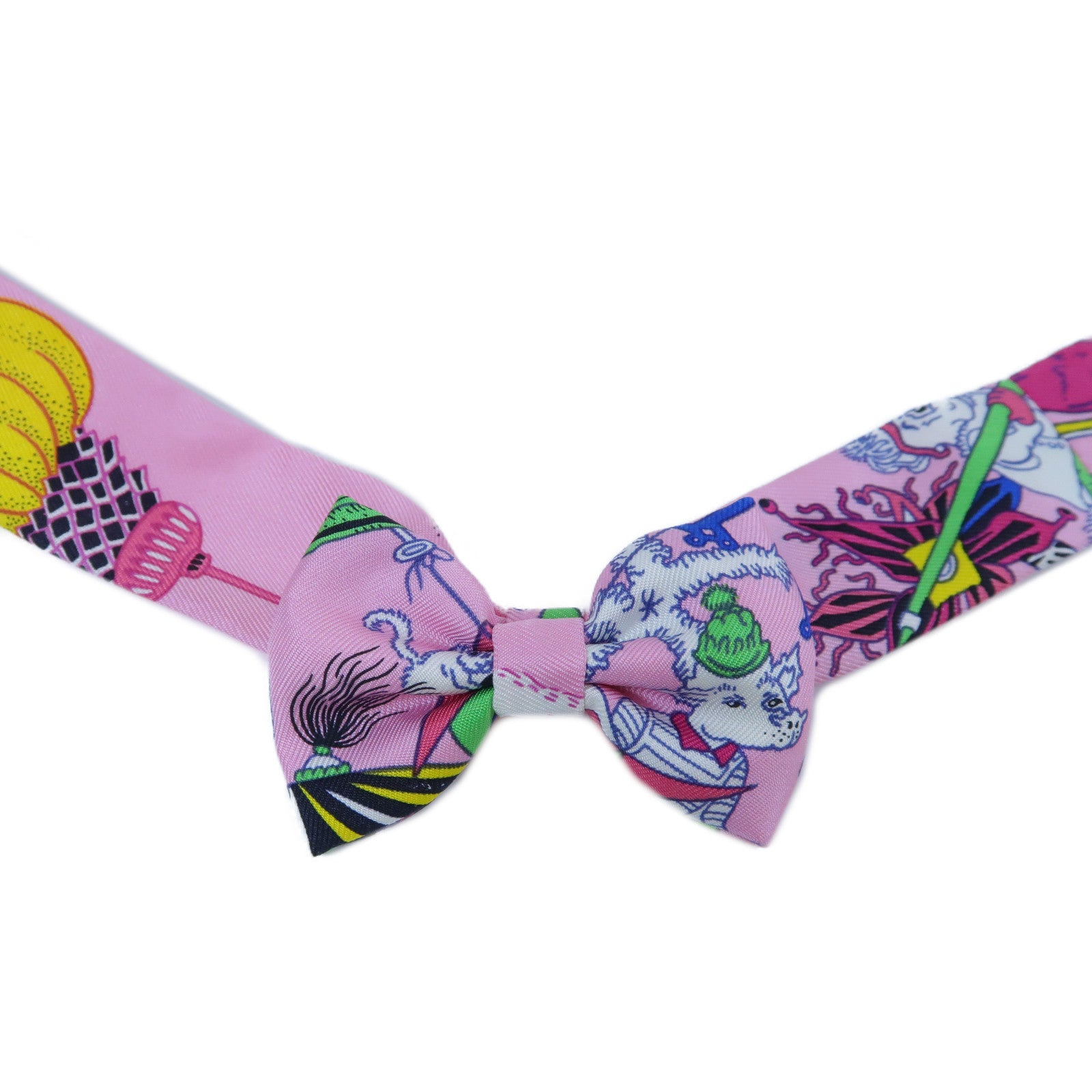 HERMES 【激減優惠】絲質Mini Ribbow Bow領帶粉紅色