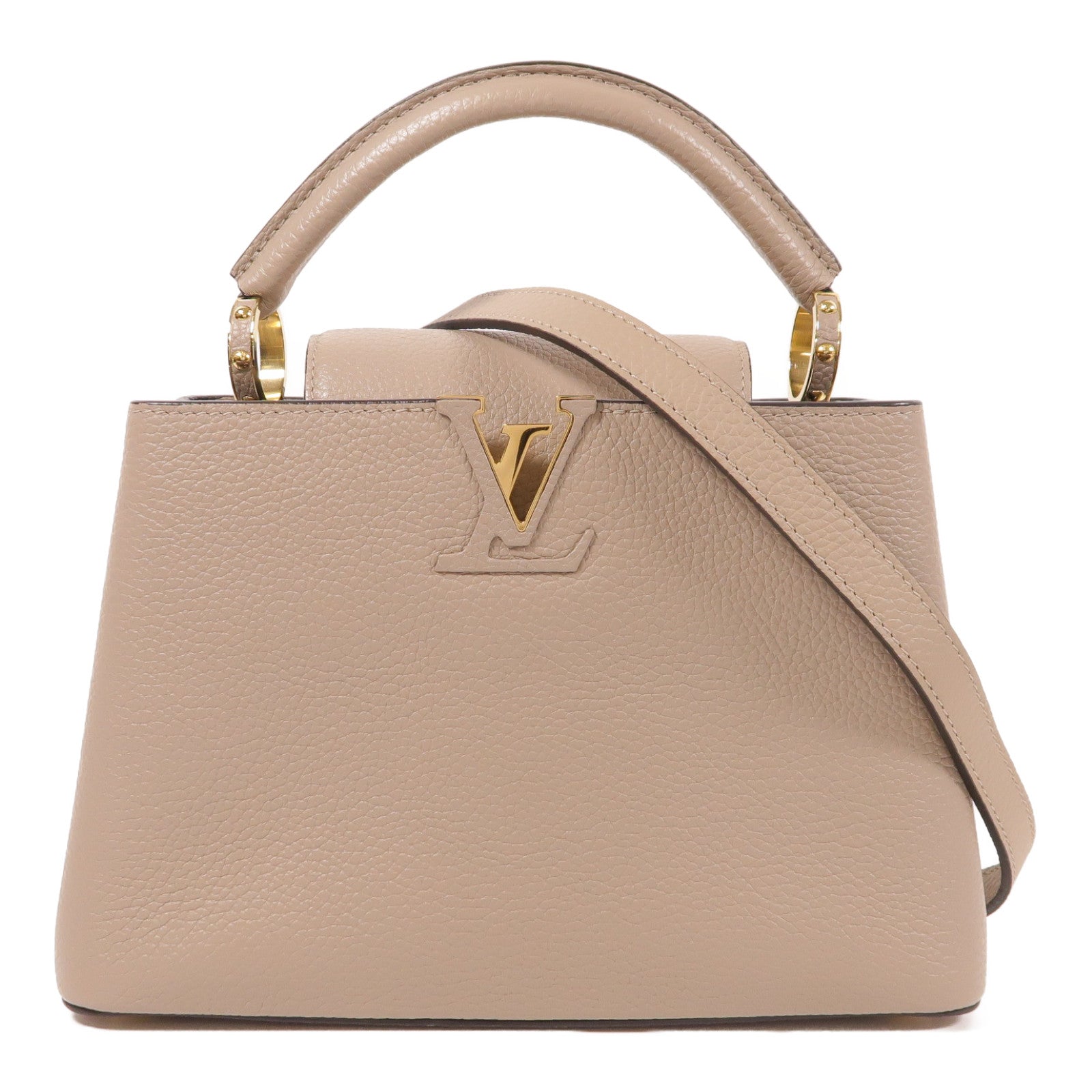 LOUIS VUITTON Taurillon皮革Capucines BB金扣手挽肩背兩用袋