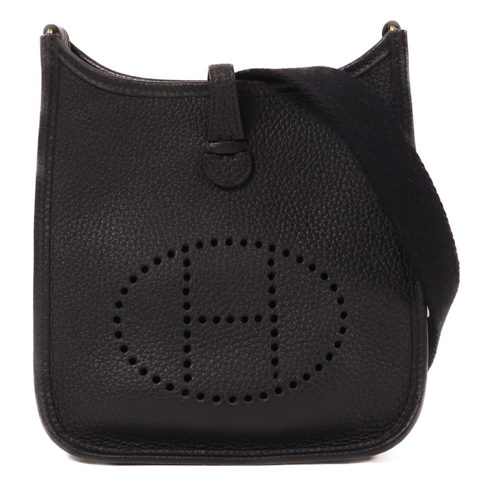 HERMES Clemence皮革Evelyne TPM金扣肩背袋黑色