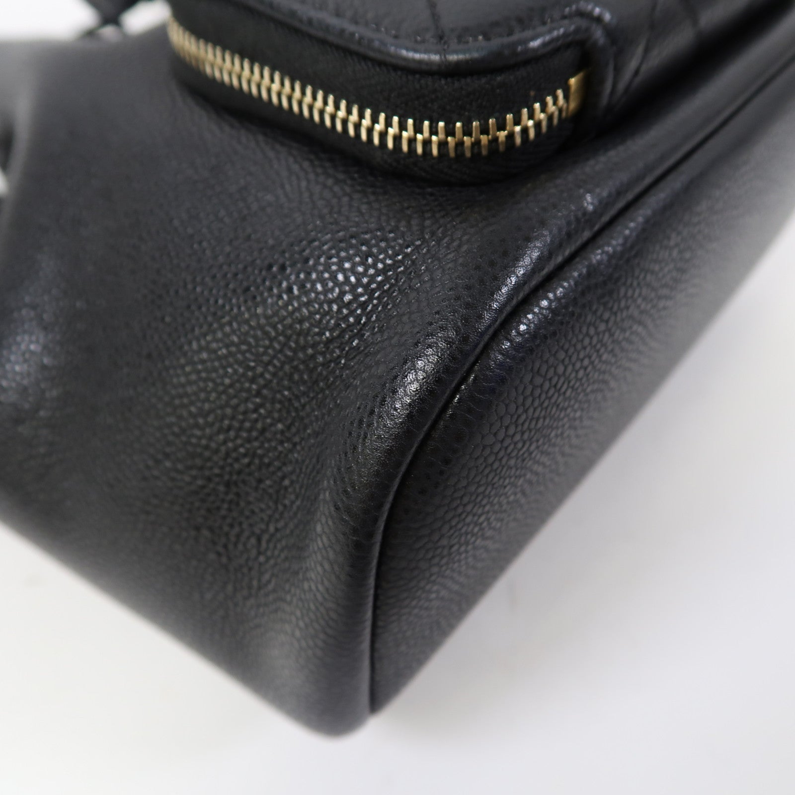 CHANEL Caviar皮革Chain Shoulder Bag金扣鏈帶肩背袋黑色