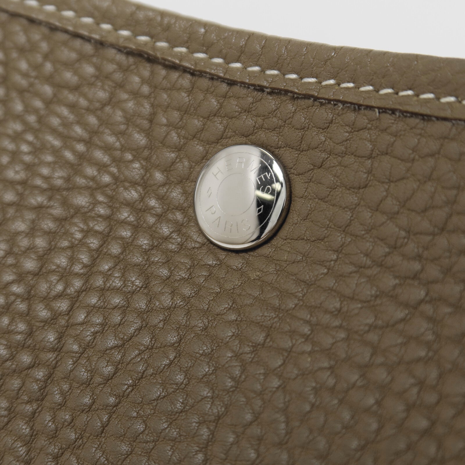 HERMES Clemence皮革Garden Party PM手挽袋Etoupe