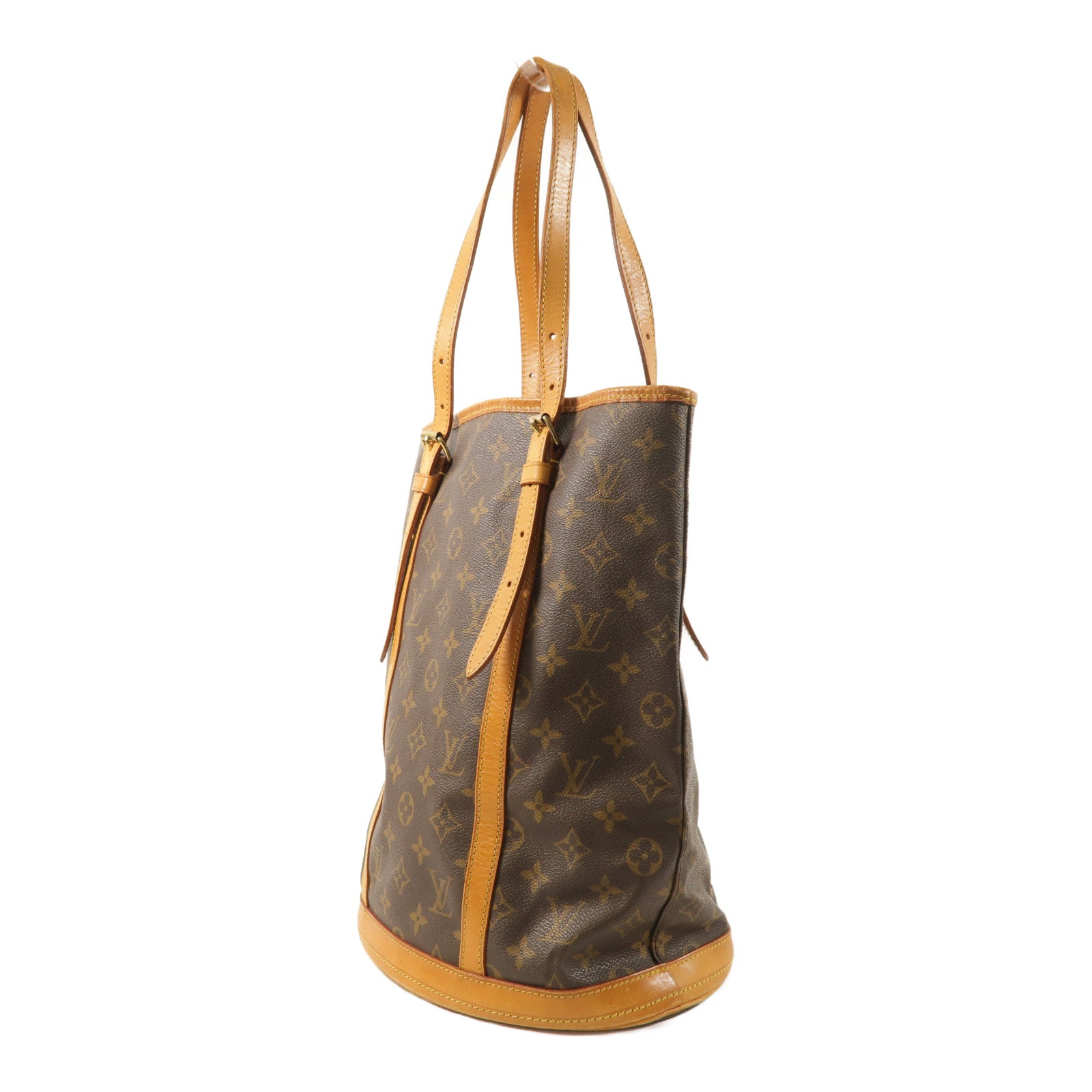 LOUIS VUITTON 【激減優惠】Monogram Bucket GM金扣手挽袋棕色