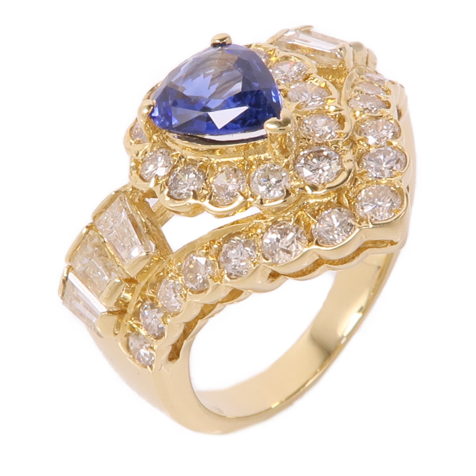 JEWELRY 【激減優惠】18K黃金Sapphire/Diamond Ring藍寶石/鑽石戒指US#5.5