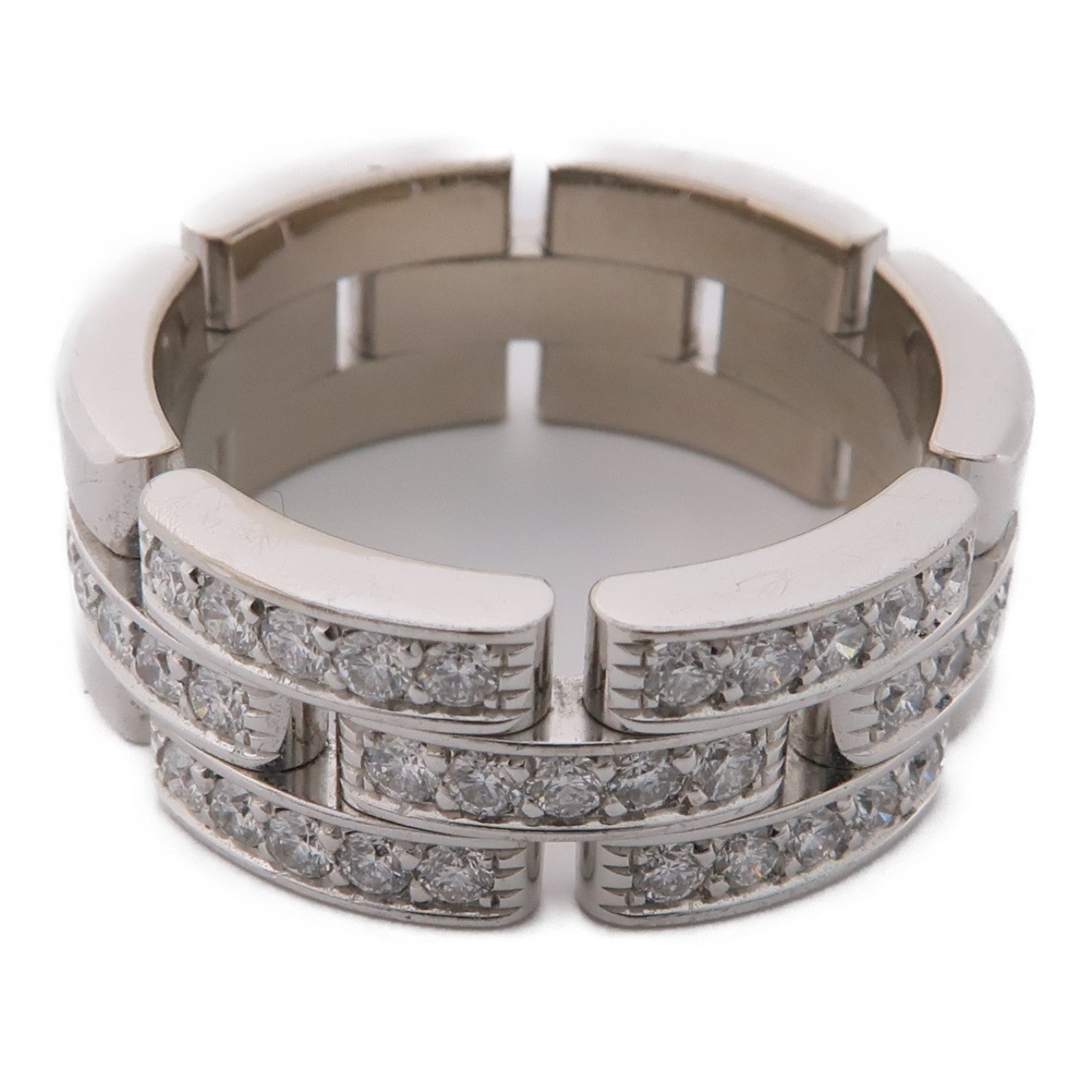 CARTIER 18K白金Maillon Panthere Ring鑽石戒指US#7.25
