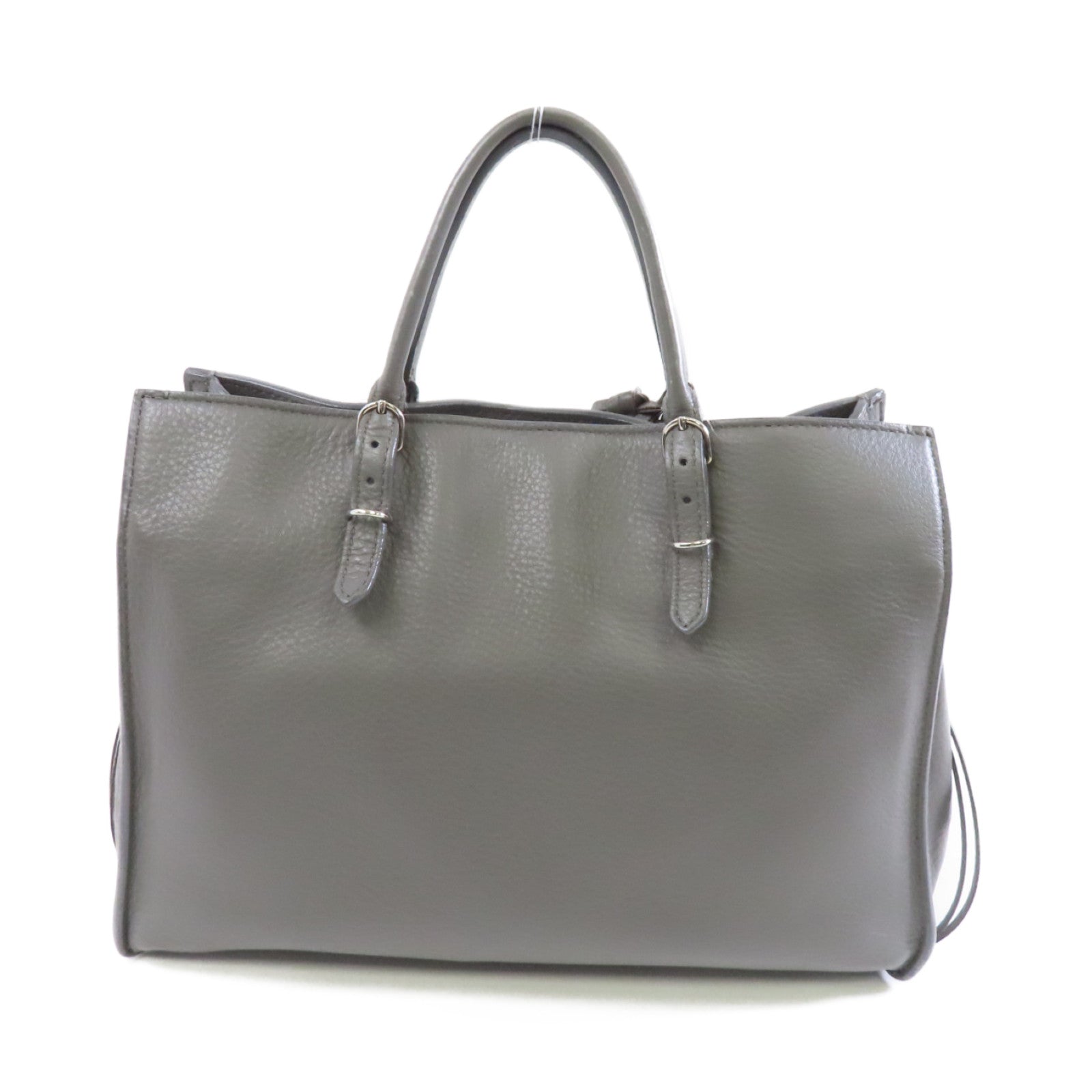 BALENCIAGA 羊皮皮革2way Shoulder Bag銀扣手挽肩背兩用袋灰色