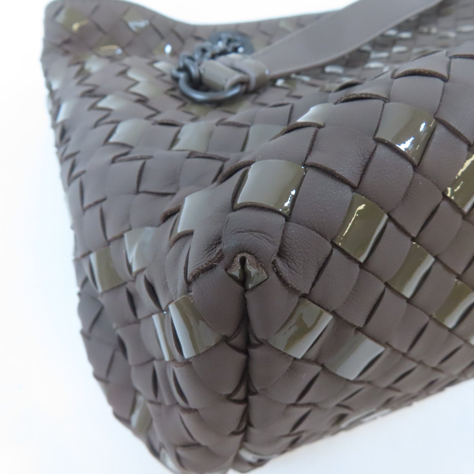 BOTTEGA VENETA 織紋羊皮皮革Chain Shoulder Bag鏈帶肩背袋啡色