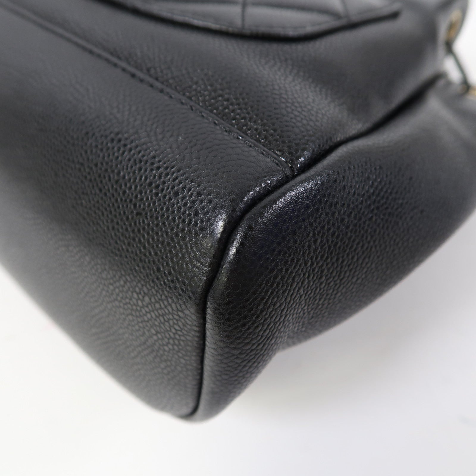 CHANEL Caviar皮革Chain Shoulder Bag金扣鏈帶肩背袋黑色