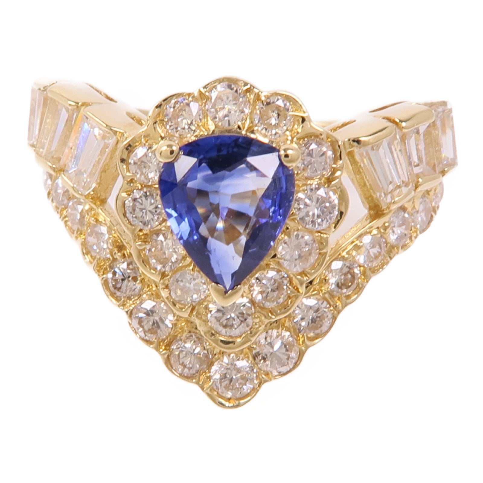 JEWELRY 【激減優惠】18K黃金Sapphire/Diamond Ring藍寶石/鑽石戒指US#5.5