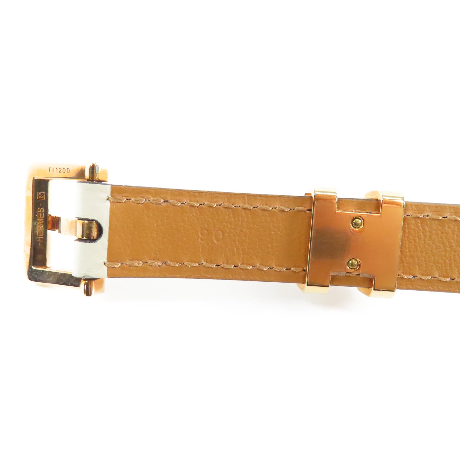 HERMES 【激減優惠】Epsom皮革Pop H Belt金扣皮帶10 Craie鉛筆白