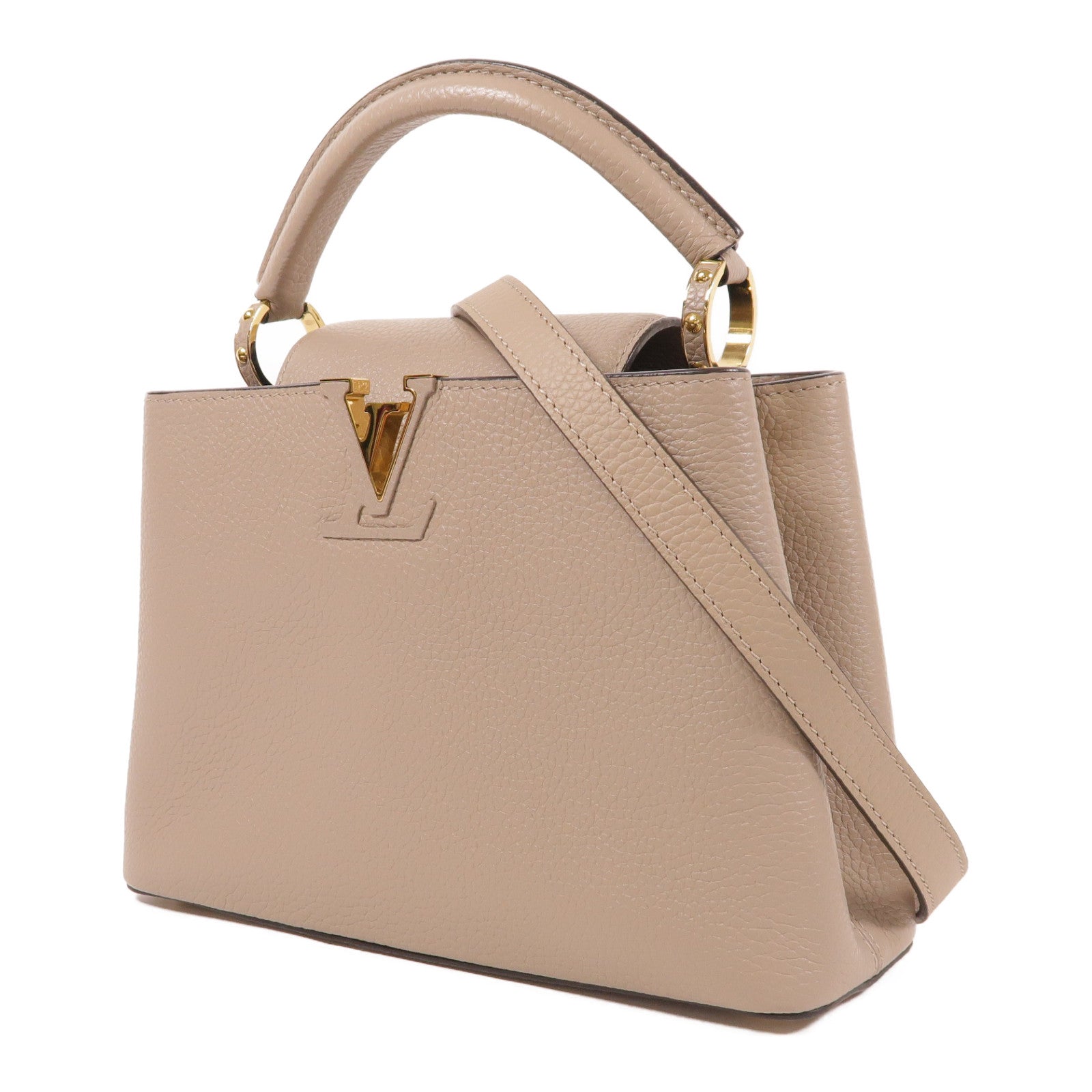 LOUIS VUITTON Taurillon皮革Capucines BB金扣手挽肩背兩用袋