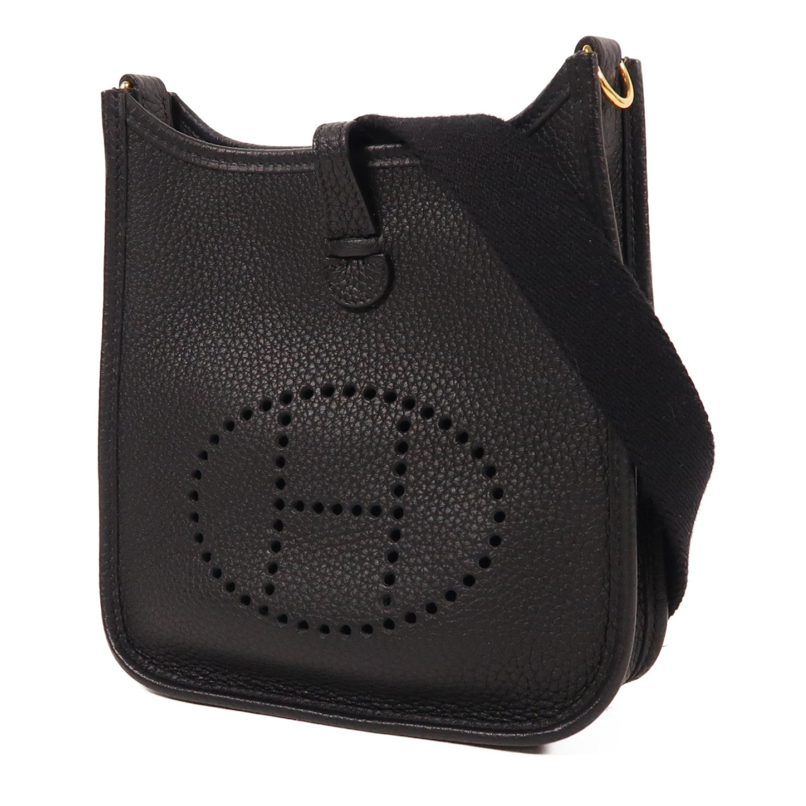 HERMES Clemence皮革Evelyne TPM金扣肩背袋黑色