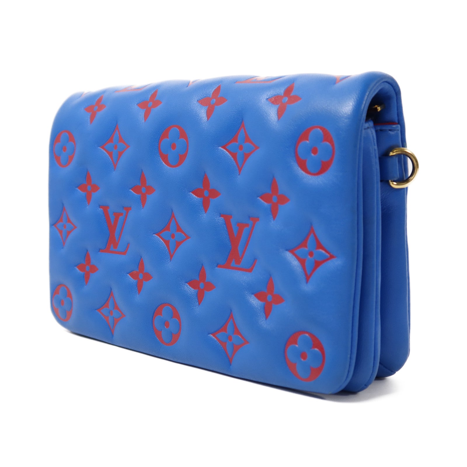 LOUIS VUITTON Monogram Embossed Pochette Coussin金扣鏈帶肩背袋
