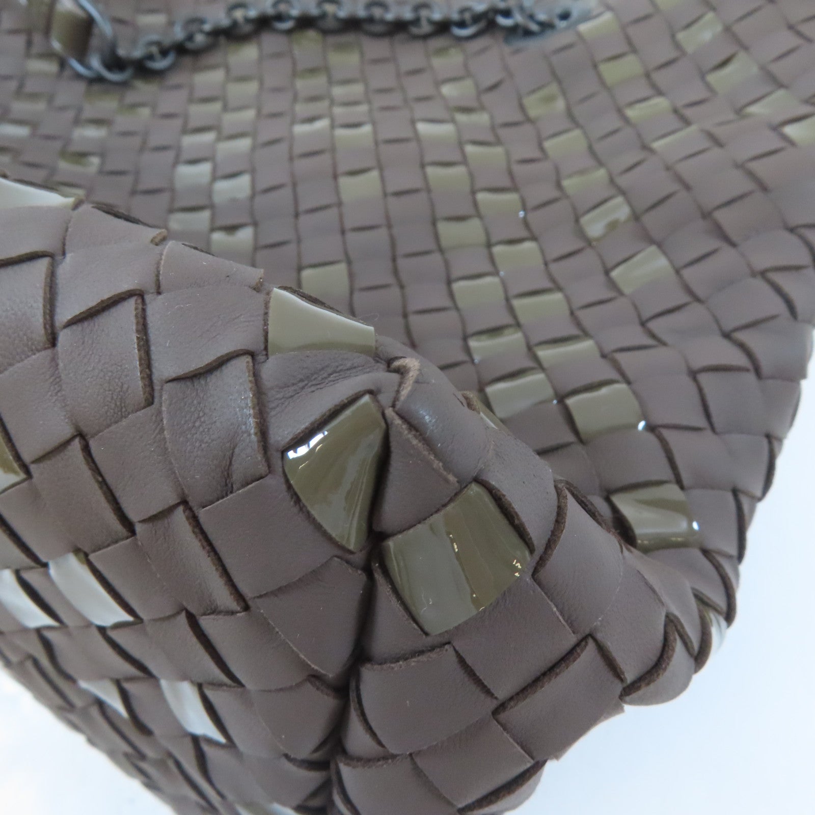 BOTTEGA VENETA 織紋羊皮皮革Chain Shoulder Bag鏈帶肩背袋啡色